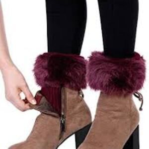 Maroon Faux Fur Boot Cuffs,  NWOT